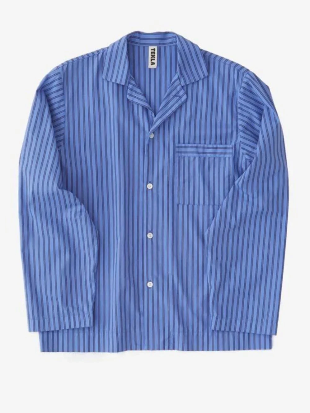 TEKLA Blue Striped Poplin Pyjama Set Size Small Matching Pants Shirt Luxury